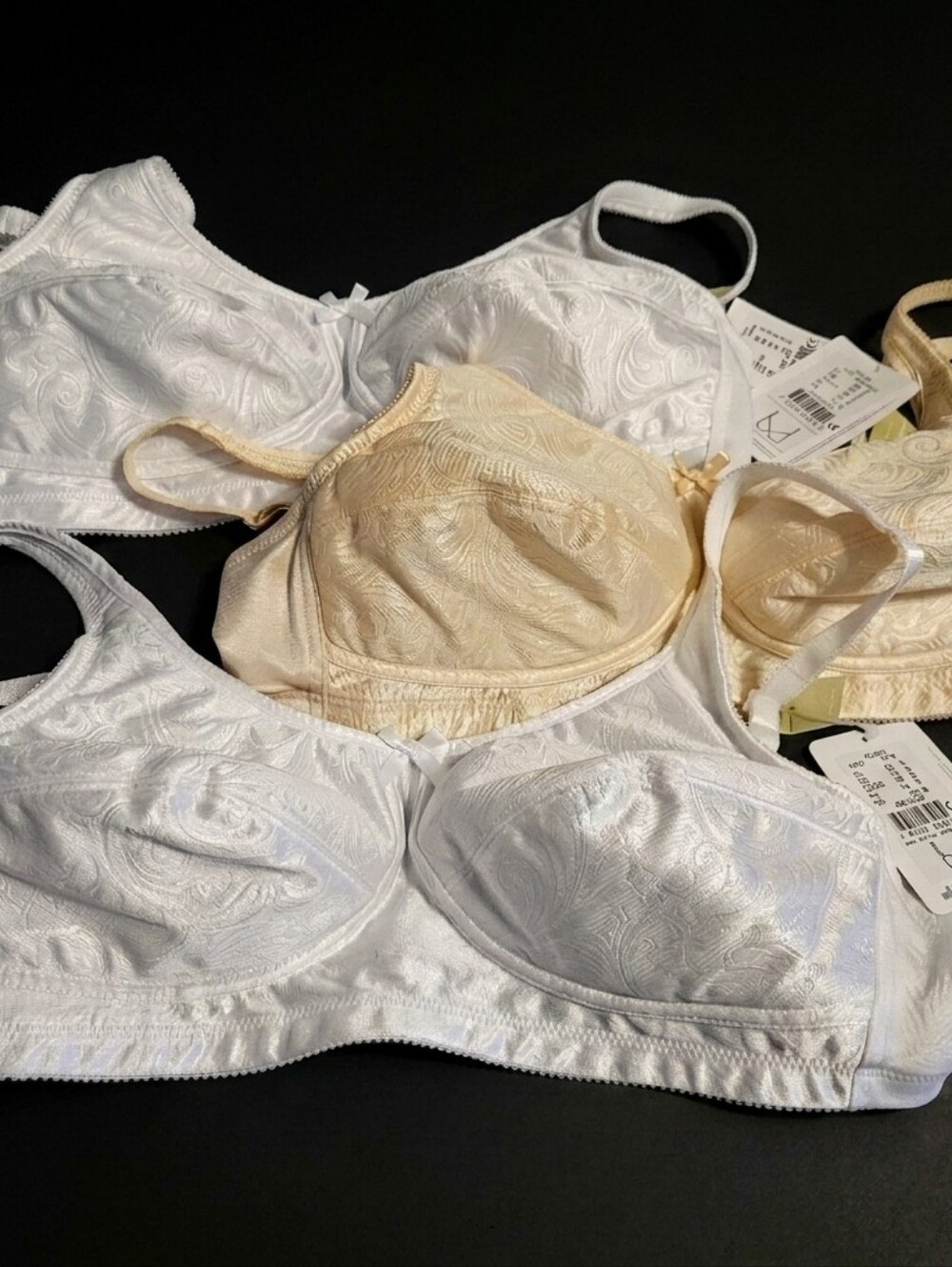 3 Pack Bundle - Amoena Dorothy Soft Cup Bra - Pearl Beige & White